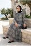 Women's Geometric Patterned Hijab Dress Long Sleeve Maxi Dress