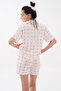 Shirt Collar Short Sleeve Teddy Bear Bow Patterned Milan Shorts Summer Women's Pajama Set - 5