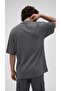 Men's Oversize Casual T-Shirt with Deer Print Anthracite Gray Melange - 5