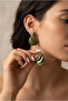 Khaki Green Layered Leaf Design Acrylic Vintage Earrings - 2
