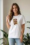 White Color Warning Teddy Bear Printed Women's T-Shirt Cute Is a Crime Street Style - 4