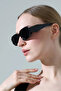 Women's Black Frame Handle Detail Black Glass Sunglasses - 4