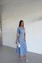 V-Neck Wrinkled Fabric Flowery Lycra Women's Dress - 3