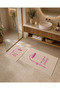 Pink Shower Themed Patterned Bath Mat with Velvet Dot Base - 5