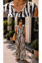 V-Neck Zebra Patterned Viscose Suit - 3