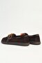 Women's Brown Suede Beaded Detailed Lace-Up Loafer - 5