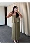 Khaki Strappy Blouse Skirt Set - 51165 - 5