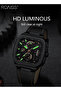 Men's Chronograph Quartz Watch with Leather Strap Square Black Dial Gold Numerals Waterproof Luminous Analog Wristwatch Gift for Men - 4
