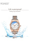 Women's Quartz Watch with Stainless Steel Strap Round Dial Rhinestone Decoration Waterproof Elegant Analog Wristwatch Gift for Women - 3