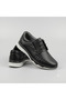 Men's Black Leather Casual Comfort Shoes with Stitching Detail and Light Sole