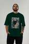 For the Sake of Cats 6 Front Cat Printed Green Oversize T-Shirt 100% Cotton Unisex Cat Lover Premium Design - 5