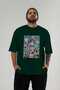 For the Love of Cats 102 Front Cat Printed Green Oversize T-Shirt 100% Cotton Unisex Cat Lover Premium Design - 5