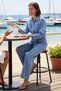 Women's Plus Size Shirt Collar Long Sleeve Denim Jacket Pants Set 100% Cotton Casual Comfortable Modern - 3
