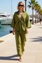 Women's Plus Size Woven Linen Blend Shirt Pants Beach Set Tie-Up Casual Comfortable Modern