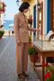 Women's Plus Size Jacket Lapel Belted Woven Suit Long Sleeve Shirt Pants Relaxed Fit Casual - 2