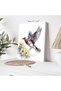Framed Watercolor Bird Wall Art Set of 4, 8x10 inches Abstract Plants Flowers Birds Nature Canvas - 4