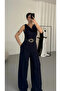Aviva Belted Jumpsuit - Navy Blue - 3