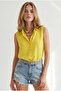 Women's Yellow Sleeveless Viscose Shirt Gml-19000631 - 4