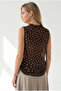 Women's Brown Stone Buttoned Polka Dot Semi-Transparent Sleeveless Shirt Gml-19001452 - 6