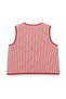 Red and White Striped Quilted Vest White T-Shirt White Skirt Girls' Three-Piece Set - 3