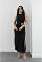 Black Gold Buckle Long Dress - 8191 - 5