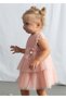 Baby Girl Glittery Pleated Tulle Dress Salmon 1908 - 2