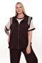 Women's 3-Piece Large Size Tracksuit Set with Side Stripe Detail on the Vest - 2