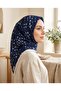 وشاح سلطان من القطن الطازج - نمط زهور مقرمشة - SFE005-11 - أزرق داكن - 2