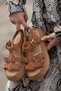 Desni̇ Genuine Suede Leather Thick Sole Orthopedic Women's Sandals Real Suede Cappuccino - 3