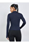 Navy Blue Contour Stitch Thumbhole Detail Full Zip Up Jacket - 4