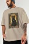 For the Love of Cats 84 Front Cat Printed Beige Oversize T-Shirt 100% Cotton Unisex Cat Lover Premium Design - 3