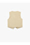 Viscose Fabric Double-Breasted Crop Vest with Tie Detail - 4