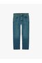 Normal Waist Pocketed Cotton Vintage Straight Fit Jean Trousers - 3