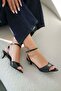 Gemma Women's Ankle Strap Wrinkled Patent Leather Heeled Shoes Black - 3