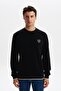 Ar-Ma Men's Crew Neck Sweatshirt Basic Without Print Without Pockets Regular Fit Carbon Brushed Thessaloniki K30124