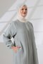 Women's Muslin Zippered Hijab Double Set Cotton Hajj and Umrah Outfit Mint Green (Vsn) - 5