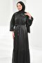 Black Floral Bronched Chiffon Dress - 3