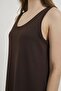 Women's Coffee Color Thick Strap Front and Back U-Neck Dress - 5