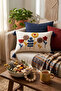 Punch Embroidered Flower Garden Patterned Cotton Tassel Throw Pillow Cover 35X55 cm - 6