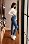 Women's Mom Fit 5 Pocket Blue Skinny Jeans - 5