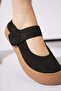 Testar Genuine Leather Women's Shoes with Beret, Scarf and Toe Cap, Black Nubuck - 4