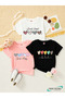 Summer Five Hearts Printed Girls' Black, White, Pink Colors 3-Piece T-Shirt Set