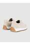 Cream Suede Leather Women's Sneaker Shoes - 3