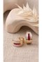 Cream Color Enamel Fuchsia Baguette Stone Luxury Hoop Steel Earrings - 2