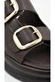 Women's Bitter Brown Gold Buckle Thick Sole Summer Casual Slippers - 4