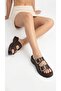 Women's Bitter Brown Gold Buckle Thick Sole Summer Casual Slippers - 5