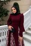 Lace Burgundy Hijab Dress Skirt Lace Bell Dress Hijab Evening Dress Hijab Graduation Dress - 7
