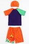 Boy's Shorts and Boneli Printed Sea and Pool Swimsuit Set M00827 Orange - 4