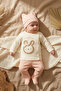 Mila Bunny Embroidered 100% Cotton 3-Piece Baby Set - Bodysuit with Side Snaps, Ribbed Booties Bottom and Base Layer - 6