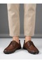 Men's Tan Genuine Leather Orthopedic Sole Summer Shoes - 5